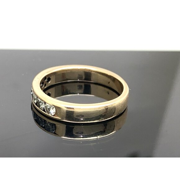 Women's Wedding Band Diamond 0.10ctw 14k Yellow Gold Stackable Ring Size 6 - Picture 2 of 14